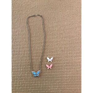 Vintage Avon Butterfly 17" Gold Tone Necklace Interchangeable Colors